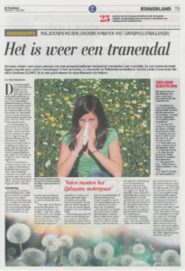 Het is weer een tranendal - Telegraaf - 7-6-2016 - 020-6 346 212